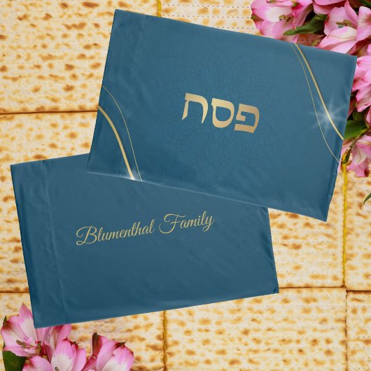 Aquamarin und Gold Mandala Hebräischer Pesach Pess Kissenbezug