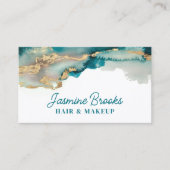 Aquamarin und Gold Moderne Abstrakte Wasserfarbe Visitenkarte (Vorderseite)