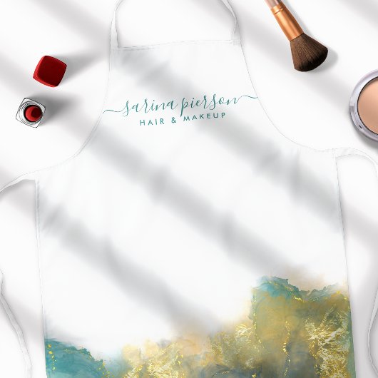 Aquamarin und Gold Moderne Kunst Flüssige Wasserfa Schürze