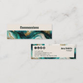 Aquamarin und Gold Modernes Abstrakt Mini Visitenkarte (Vorne/Hinten)