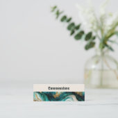 Aquamarin und Gold Modernes Abstrakt Mini Visitenkarte (Stehend Vorderseite)