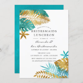 Aquamarin und Gold Tropical Bridesmaids Luncheon Einladung