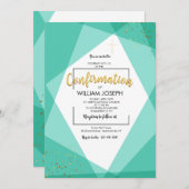 Aquamarin- und Goldbestätigung Einladung (Vorne/Hinten)