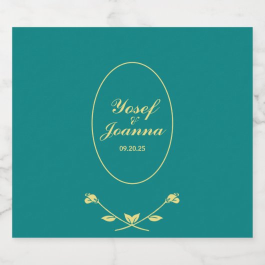 Aquamarin- und Goldhochzeit Bierflaschenetikett (Einzelnes Label)