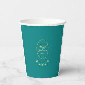 Aquamarin- und Goldhochzeit Pappbecher (Rückseite)