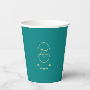 Aquamarin- und Goldhochzeit Pappbecher