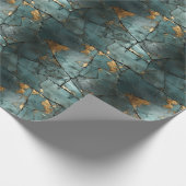 Aquamarin- und Goldleaf-Design gestört Geschenkpapier (Ecke)