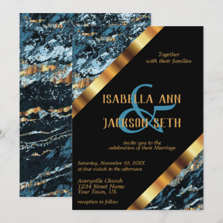 Aquamarin- und Goldmarmor Einladung
