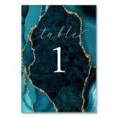 Aquamarin- und Goldmarmorkarte Tischnummer (Vorderseite)