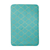 Aquamarin- und Goldquatrefolienmuster Badematte (Vorderseite Vertikal)