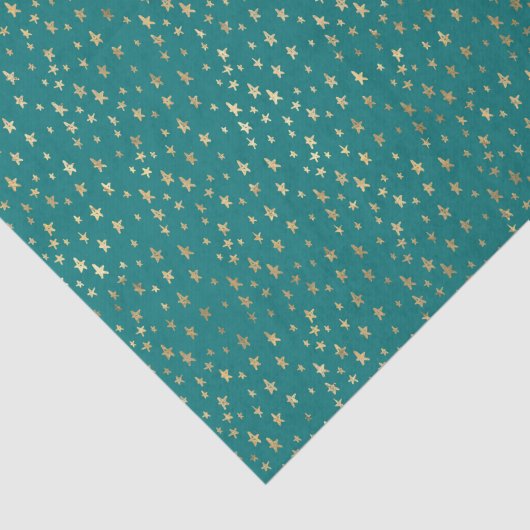 Aquamarin- und Goldstars Seidenpapier (Ausschnitt)