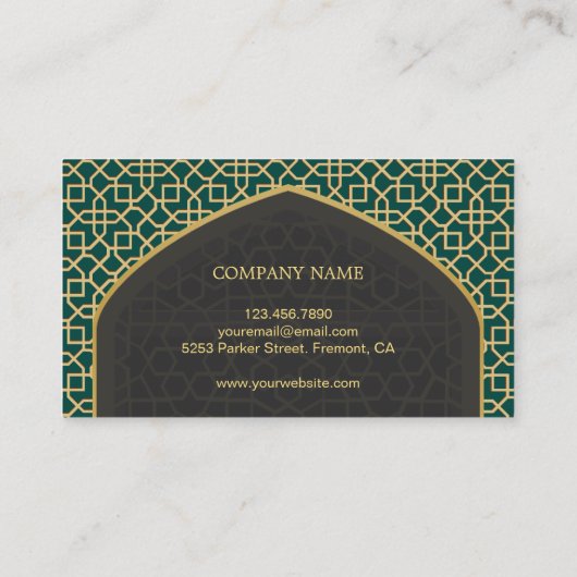 Aquamarin und grau Mihrab Bismillah islamisch Visitenkarte (Rückseite)