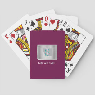 Aquamarin und grau Monogramm, Silbername, Silberna Spielkarten