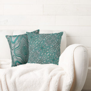 Aquamarin und gray Boho Chic Abstrakt Kissen