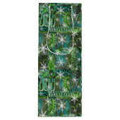 Aquamarin und grün mit Schneeflocken Geschenktüte Für Weinflaschen (Vorderseite)