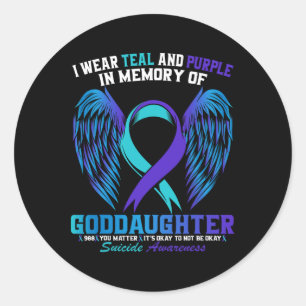 Aquamarin und Lila für meine Tochter Suicide Aware Runder Aufkleber