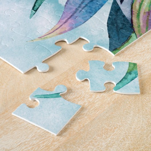 Aquamarin und Lilac Unicorn Mutter und Kind Puzzle (Seite)