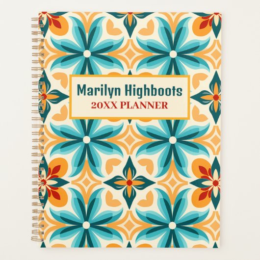 Aquamarin und Mandarine Mitte des Jahrhunderts Planer (Vorderseite)