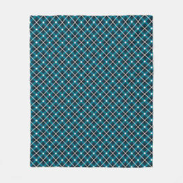 Aquamarin- und Navy-Geometric-Grid-Muster Fleecedecke