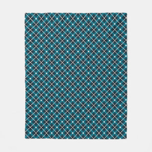 Aquamarin- und Navy-Geometric-Grid-Muster Fleecedecke