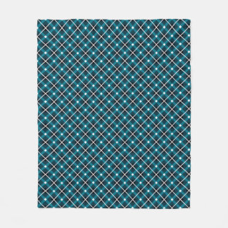 Aquamarin- und Navy-Geometric-Grid-Muster Fleecedecke