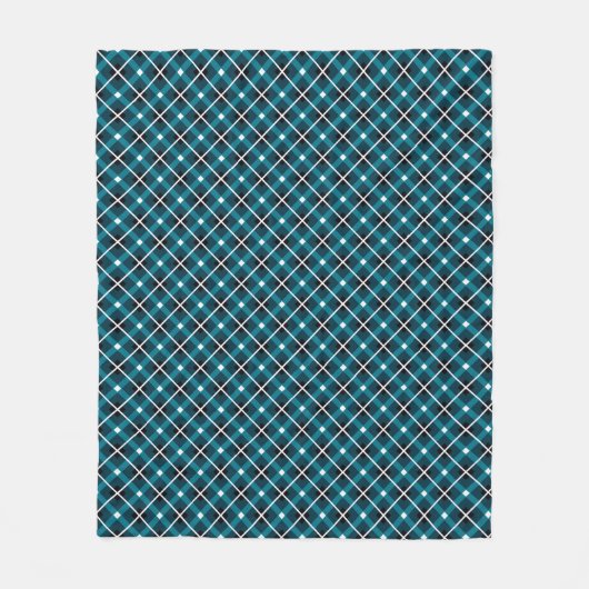 Aquamarin- und Navy-Geometric-Grid-Muster Fleecedecke (Vorderseite)