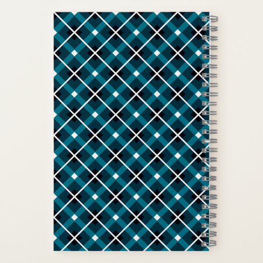 Aquamarin- und Navy-Geometric-Grid-Muster Notizblock (Rückseite)