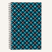 Aquamarin- und Navy-Geometric-Grid-Muster Notizblock (Vorderseite)