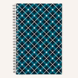 Aquamarin- und Navy-Geometric-Grid-Muster Notizblock