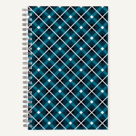 Aquamarin- und Navy-Geometric-Grid-Muster Notizblock (Vorderseite)