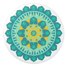 Aquamarin und Orange Mandala Knob Keramikknauf