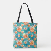 AQUAMARIN- UND ORANGE-WASSERFALL-BLUME REGENBOOTE TASCHE (Rückseite)