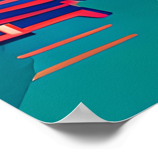 Aquamarin und Peach Beach Abstrakt AI Art Poster (Ecke)