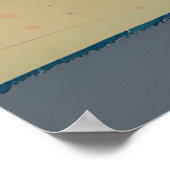 Aquamarin- und Peach-Strand, Berg und Schirm Poster (Ecke)