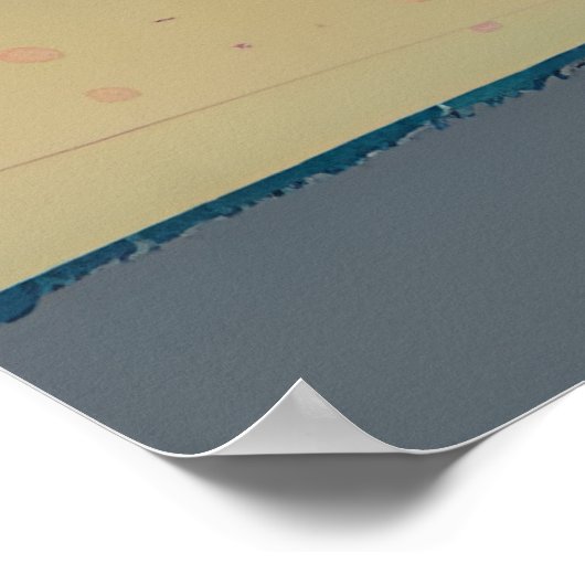 Aquamarin- und Peach-Strand, Berg und Schirm Poster (Ecke)