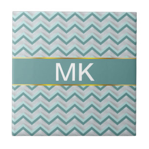 Aquamarin und Perlen verlaufen Sie im Zickzack Fliese