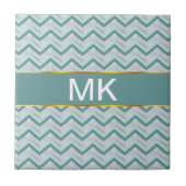 Aquamarin und Perlen ZigZag Fliese (Vorderseite)