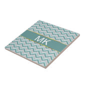 Aquamarin und Perlen ZigZag Fliese (Seite)