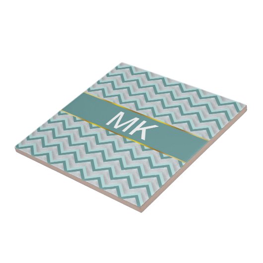 Aquamarin und Perlen ZigZag Fliese (Seite)