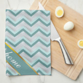 Aquamarin und Perlen ZigZag Geschirrtuch (Viertel Falte)