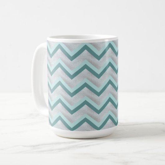 Aquamarin und Perlen ZigZag Kaffeetasse (Vorderseite Links)