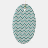 Aquamarin und Perlen ZigZag Keramik Ornament (Rechts)