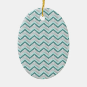 Aquamarin und Perlen ZigZag Keramik Ornament