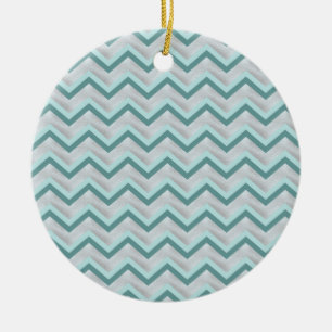 Aquamarin und Perlen ZigZag Keramikornament