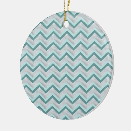 Aquamarin und Perlen ZigZag Keramikornament (Links)