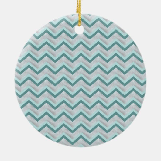 Aquamarin und Perlen ZigZag Keramikornament (Hinten)