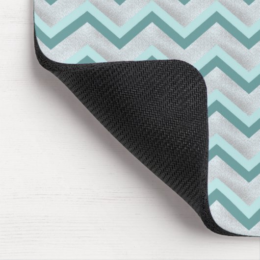 Aquamarin und Perlen ZigZag Mousepad (Ecke)