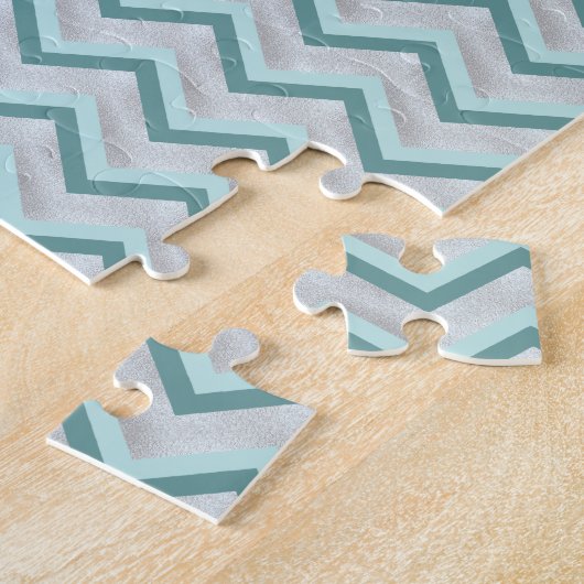 Aquamarin und Perlen ZigZag Puzzle (Seite)