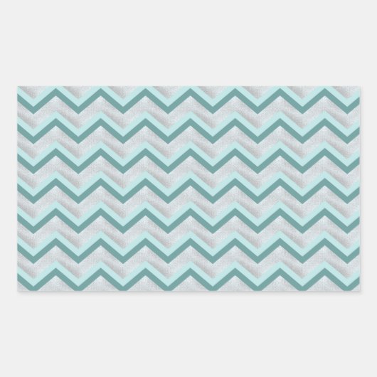 Aquamarin und Perlen ZigZag Rechteckiger Aufkleber (Vorderseite)