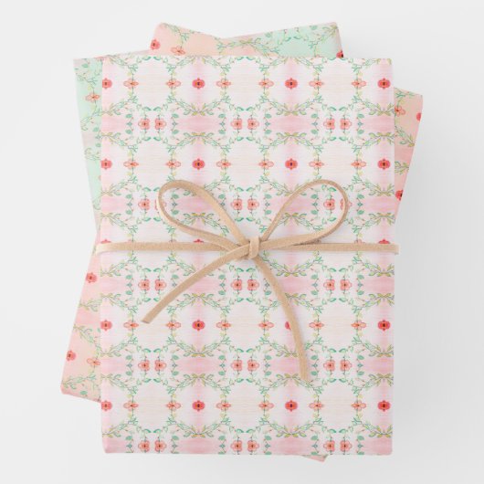 Aquamarin und pfirsichfarben geschenkpapier set (Beispiel)